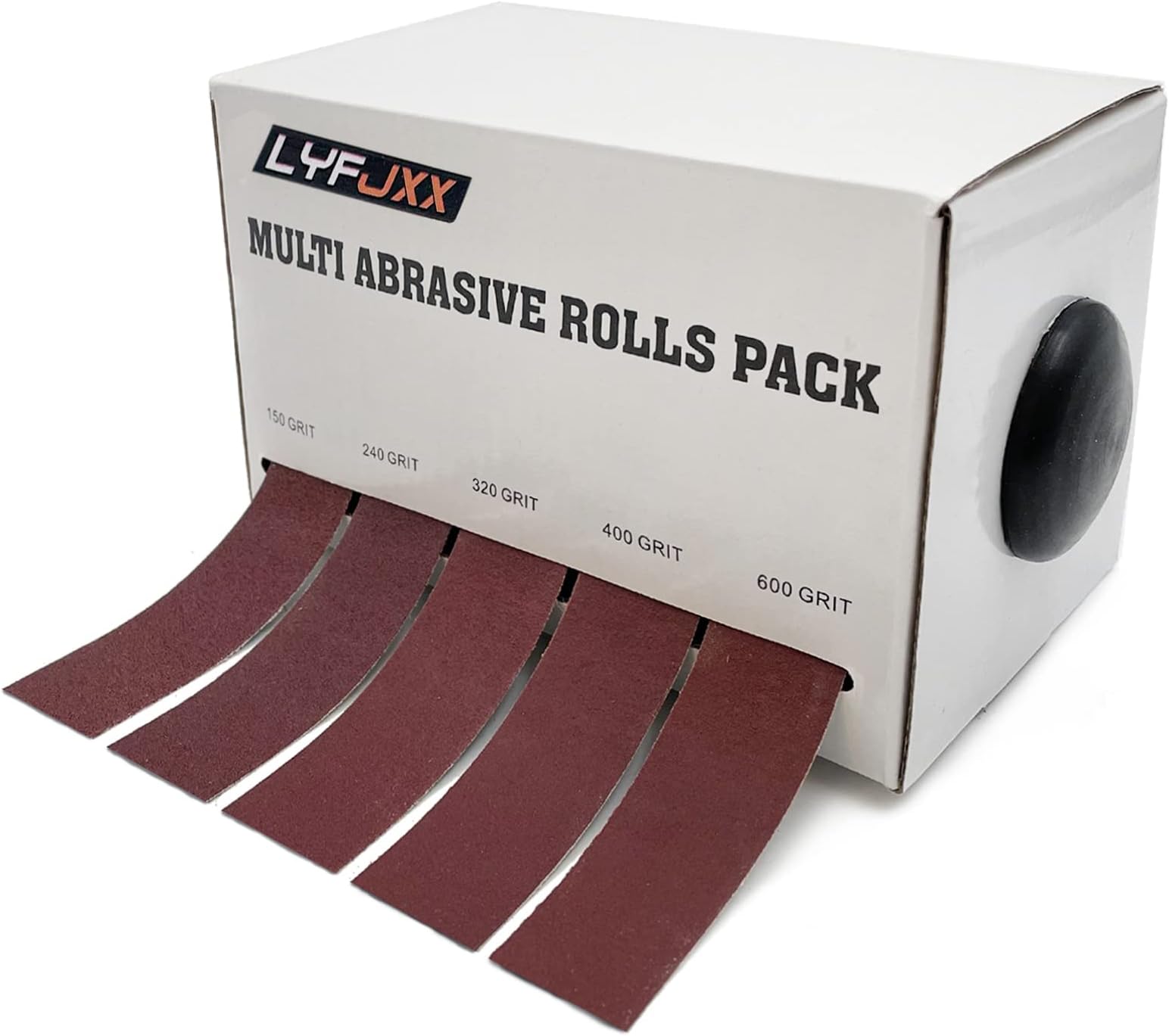 Emery Cloth Roll, 5 Grits Abrasive Sand Paper Set, 150 240 320 400 600 Grit Sandpaper Rolls for Wood Metal Polishing with Dispenser, Each Roll (6M)