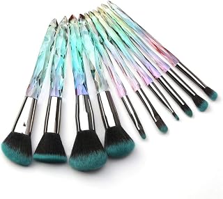 Makeup Brushes Set, Tenmon 10 PCS Crystal Transparent Handle Kabuki Powder Foundation Brush Concealer Eye Shadow Eyeliner Eyebrow Brush (Green)