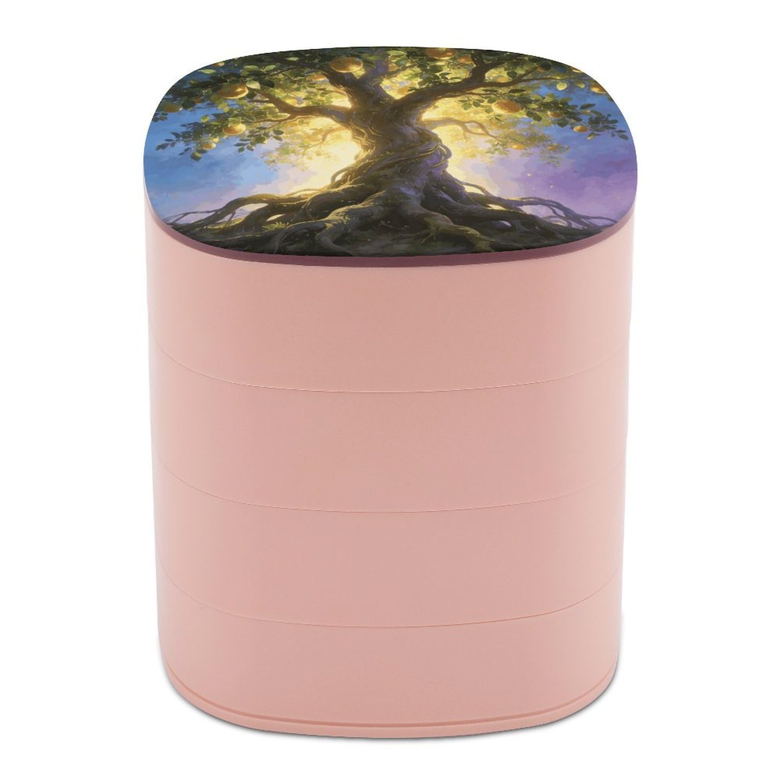 LZQPOEAS The Tree of Life Jewelry Box Women Jewelry Organizer Travel Jewelry Case Cute Necklace Ring Storage Organizer 4-Layer Rotating Jewelry Tray Case with Mirror for Bracelets
