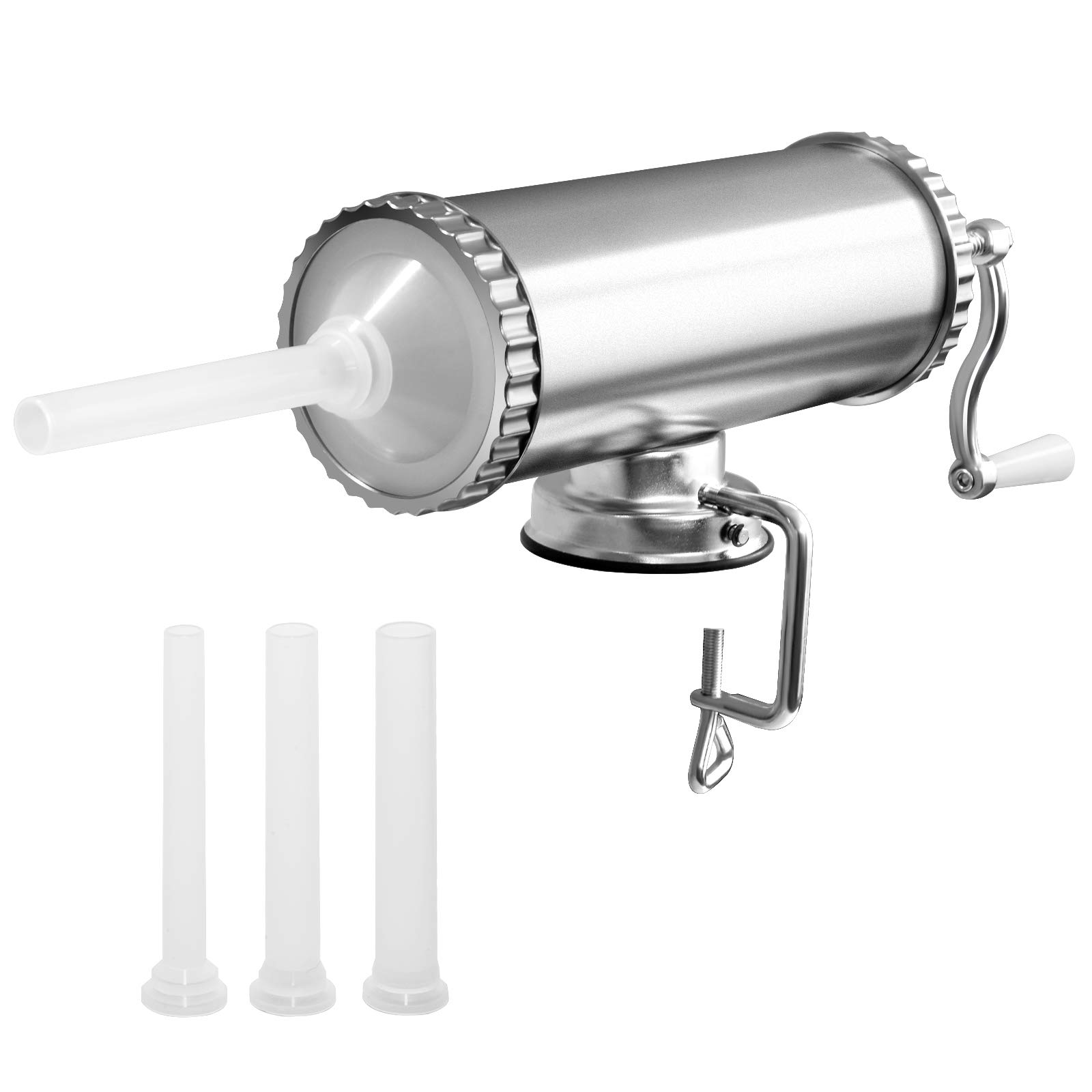 TANGZON 3L/3.6L/4.8L Sausage Stuffer, Horizontal Stainless Steel Sausage Maker with 3/4 Sizes Filling Nozzles, Manual Meat Filling Machine for Home Commercial Use (3L/5LBS, 3 Nozzles)