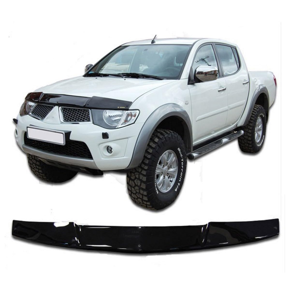 SCOUTT Deflettore Protezione Cofano per Mitsubishi L-200 2006-2015, Migliora l'Aerodinamica dell'Auto, e Spoiler, Nero