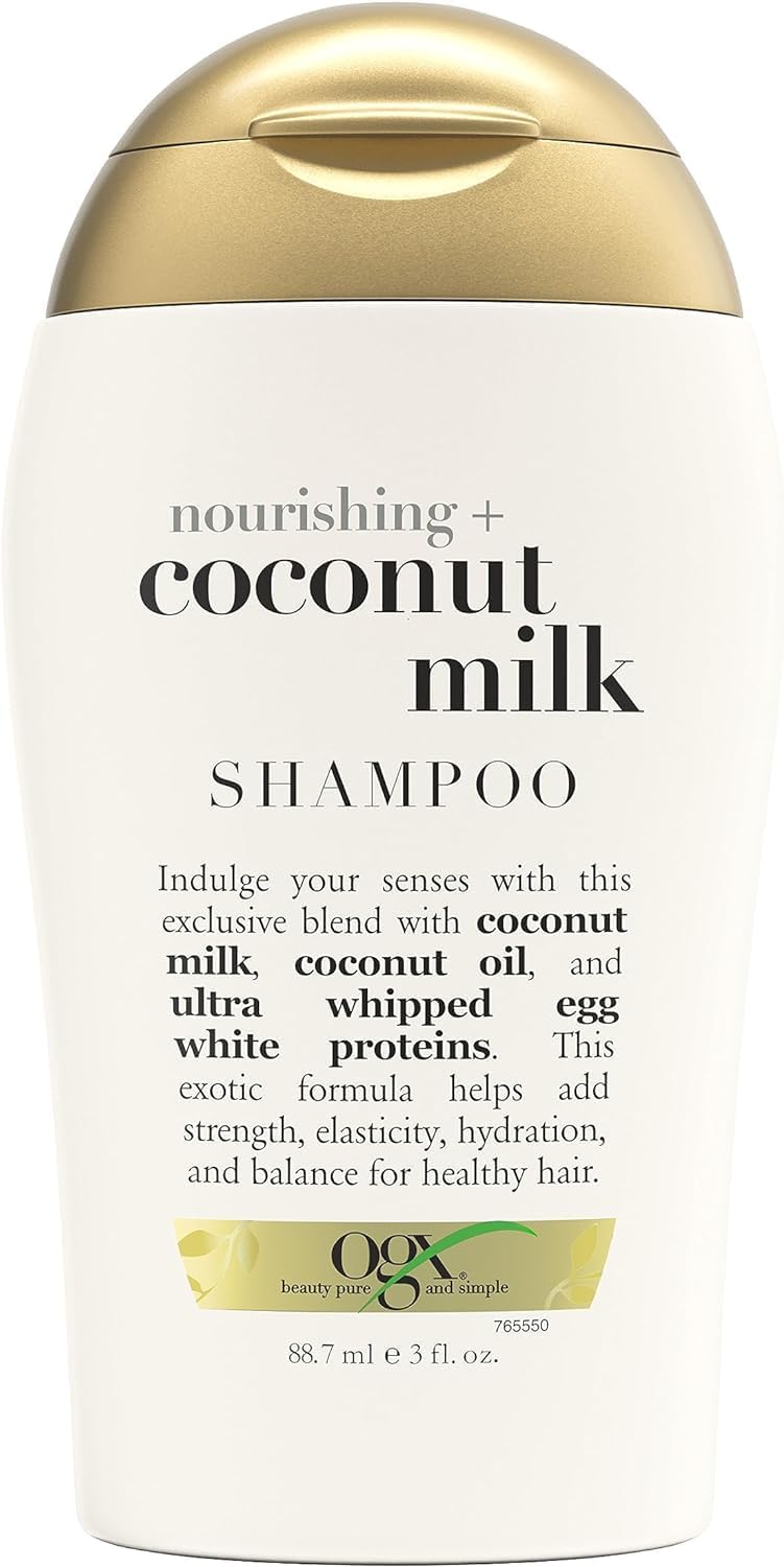 OGX Nourishing Coconut Milk Shampoo (88,7 ml), hydraterende haarverzorgingsshampoo in reisformaat, met kokosmelk en kokosolie voor droog haar