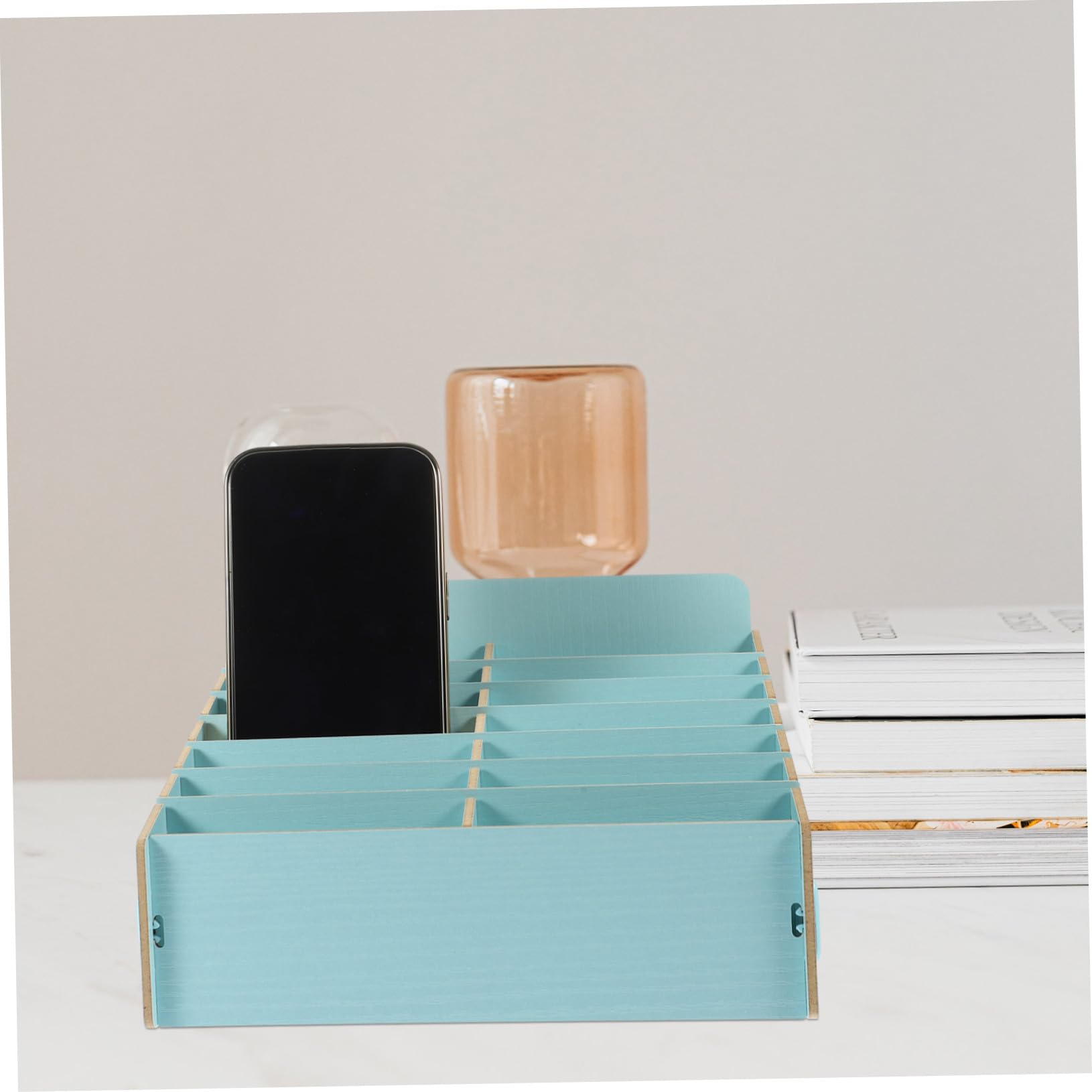 TOPBATHY Caja de Almacenamiento de Teléfonos Celulares Múltiples Compartimentos de Madera y Organización Soporte Resistente para Aula para Escritorio