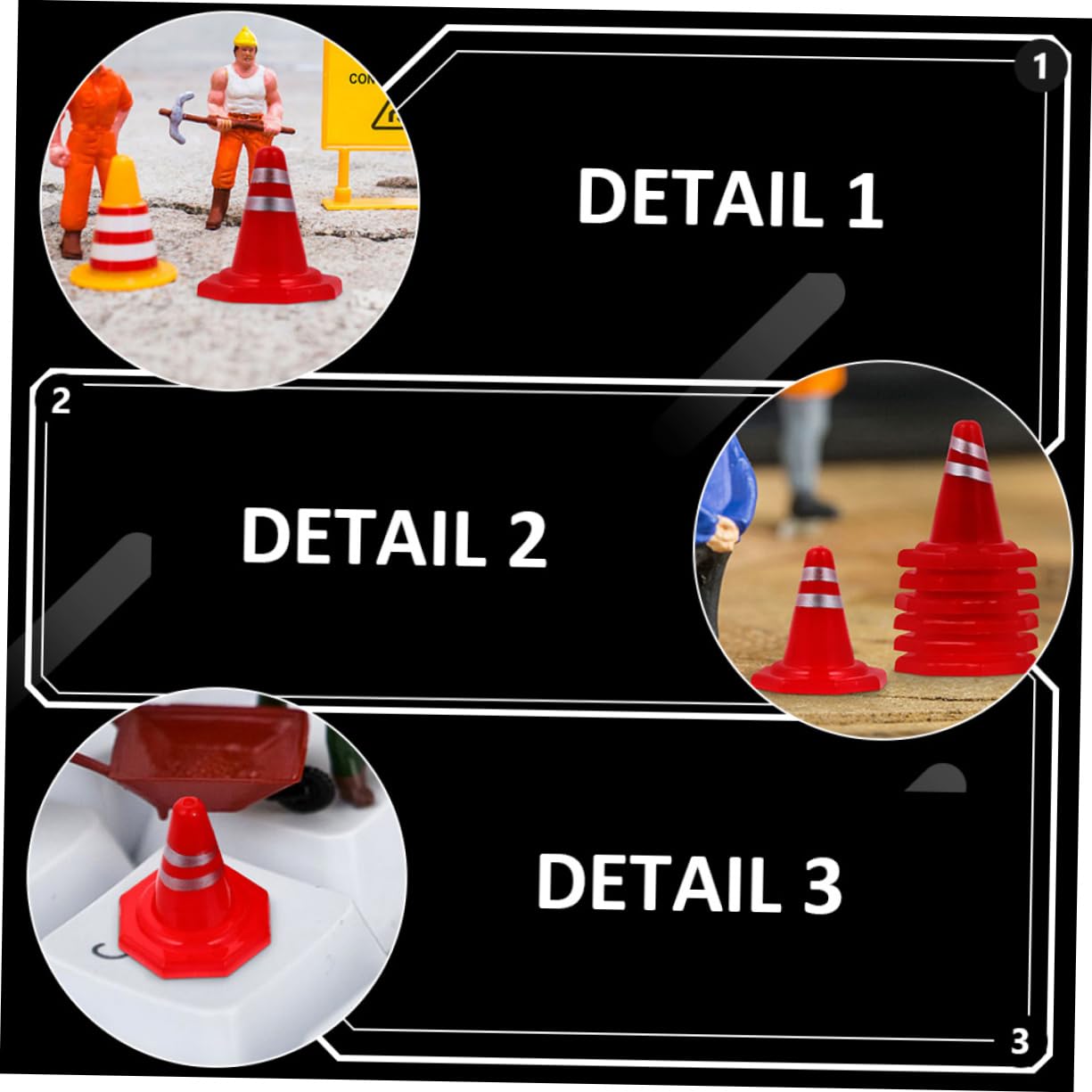 BELLIFFY 60pcs Roadblock Sign Traffic Scene Props Traffic Light Toy Traffic Safety Cone Toy Road Cones Roadblock Toy Safety Cones Sports Activity Cones Road Cone Cakes Toppers Plastic