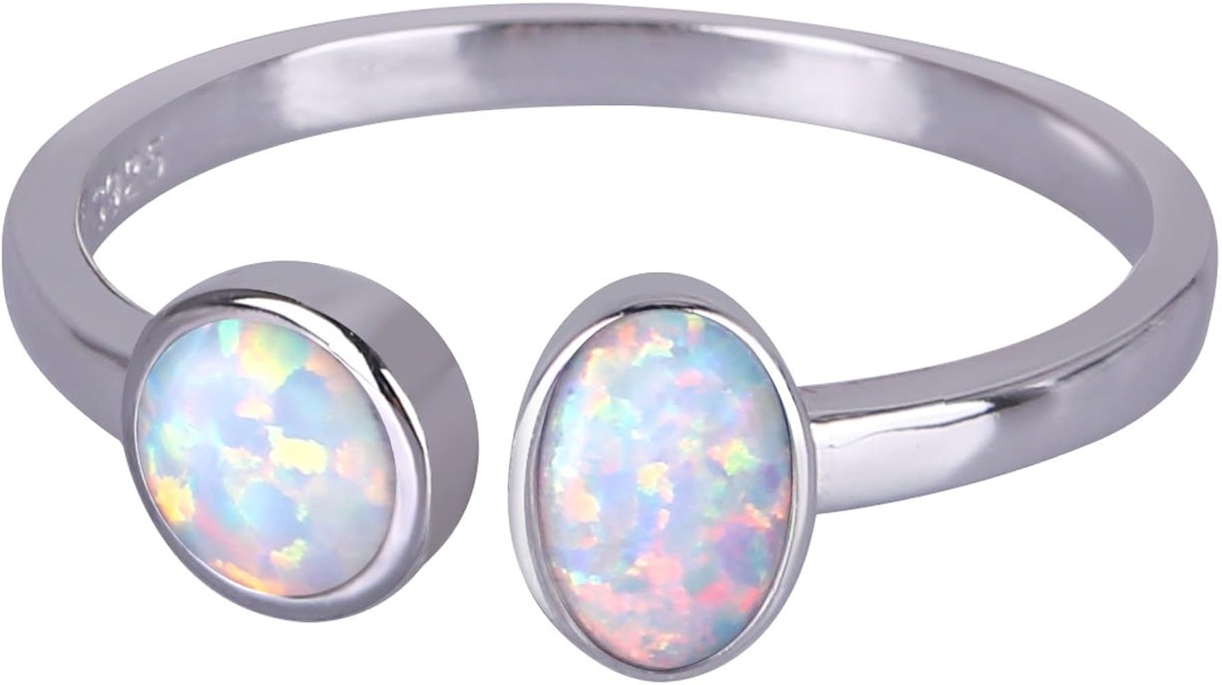 Amazon | KELITCH 合成オパールバンドリングシルバーメッキシック