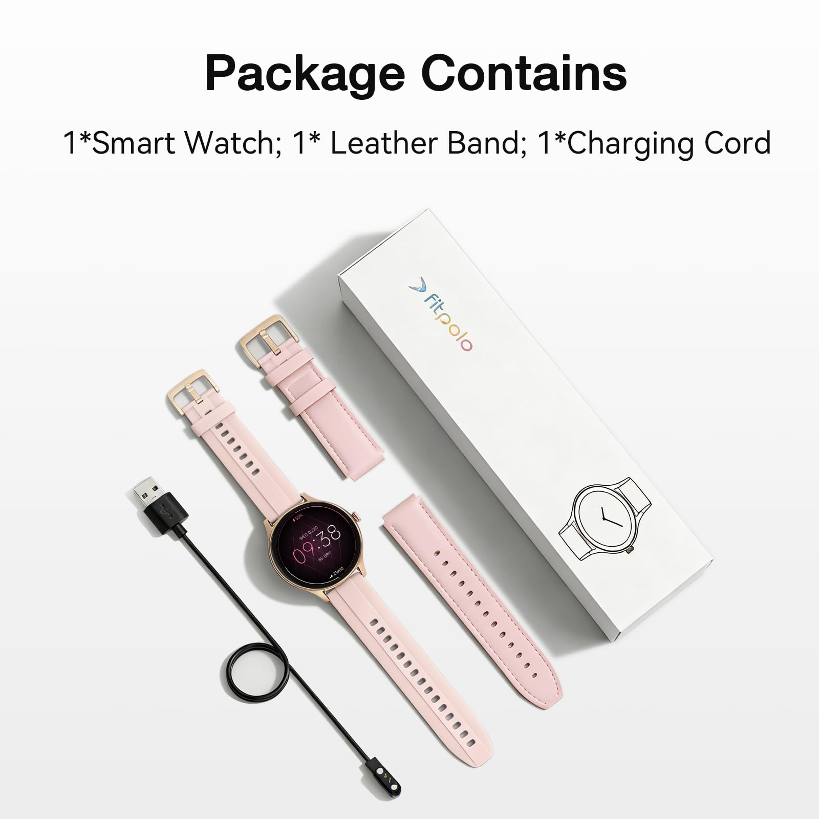 Montre Connectée Femme Smartwatch 1.57" Appel Bluetooth Surveillance Fréquence Cardiaque Sommeil 3ATM étanche 120+ Modes Sport Podometre