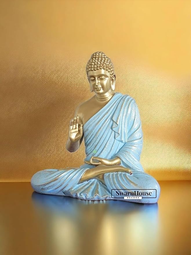 Image of Swarn House Decor's Beautiful Sitting Buddha Idol Statue for Home & Garden - Big Size 2 Feet (Dinamic Black Matte)