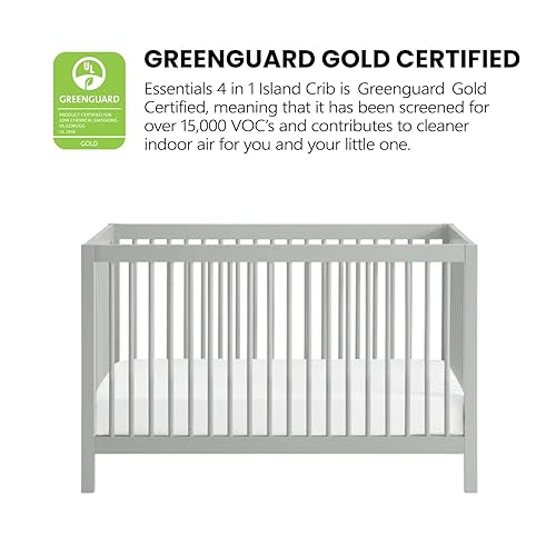 Miniatura 5 de Oxford Baby Essentials Island Cuna convertible 4 en 1 de tamaño matrimonial con husillos redondos, gris Gris,Blanco,Rosado