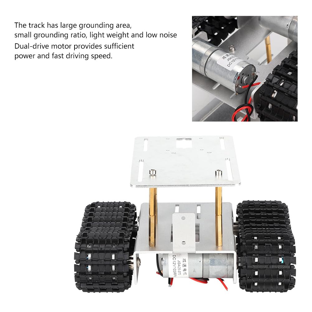 Chasis de tanque MEEVINWH, cuerpo de plástico de alta calidad, para robot de juguete, estructura duradera, diseño ligero, accionamiento de doble motor (versión ensamblada)