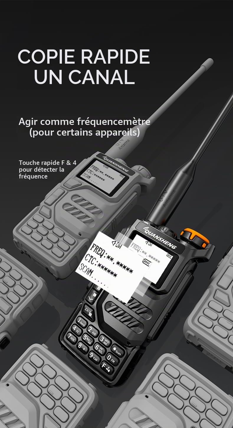 QUANSHENG UV-K5 Talkie Walkie Longue Portée VHF UHF 200 Canaux Radio Portable Rechargeable Professionnelle à Deux Voies avec AM/FM/DTMF, VOX, Fréquence de Réplication, NOAA Alerte Météo