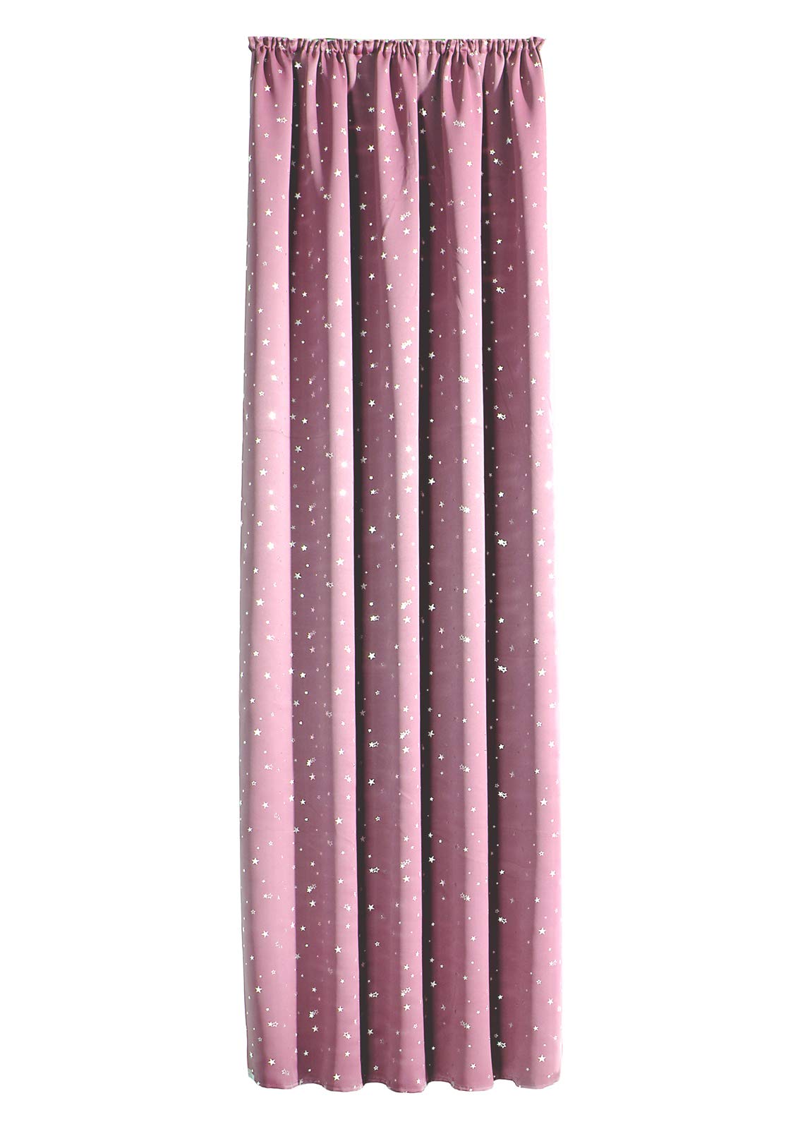 heimtexland ® Verdunklungsgardine Kindergardine Sterne Vorhang Sterne Silber Rosa Kräuselband 245x135 Typ639
