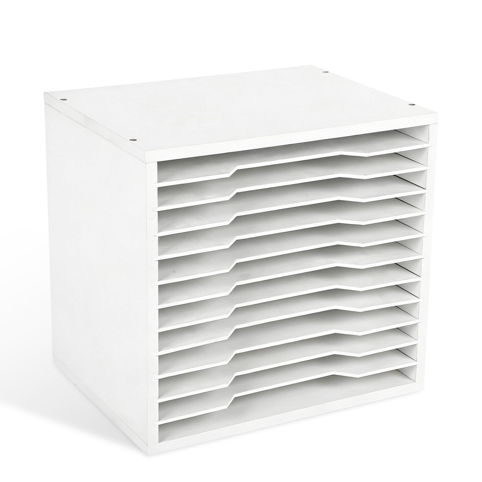 Organizer di carta per scrapbooking in legno, bianco, a 12 livelli, con ripiani regolabili, porta documenti, organizer da scrivania, per scuola, casa e ufficio