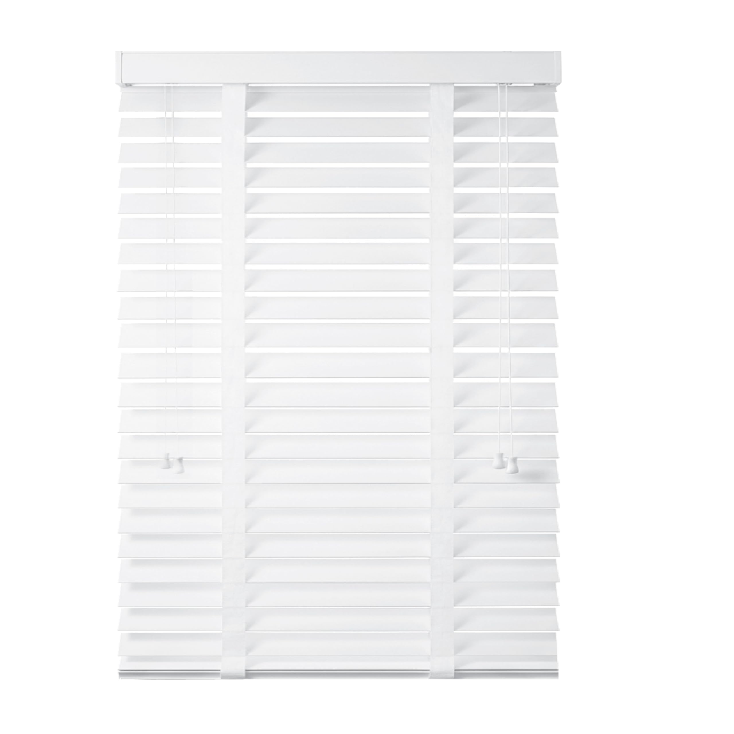 Ev Dekor White Tape Faux Wood Window Blinds With Tape Design, 50Mm Slats, Easy Fit Home Office Venetian Blinds (105 X 150Cm) - White Blind
