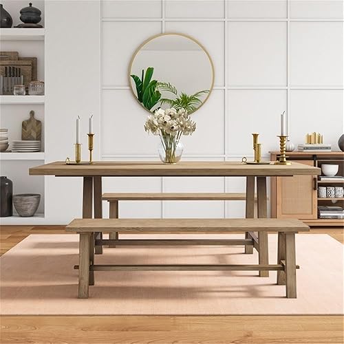 Miniatura 4 de New Pacific Direct Bedford - Banco de comedor de 59 pulgadas, color humo cepillado