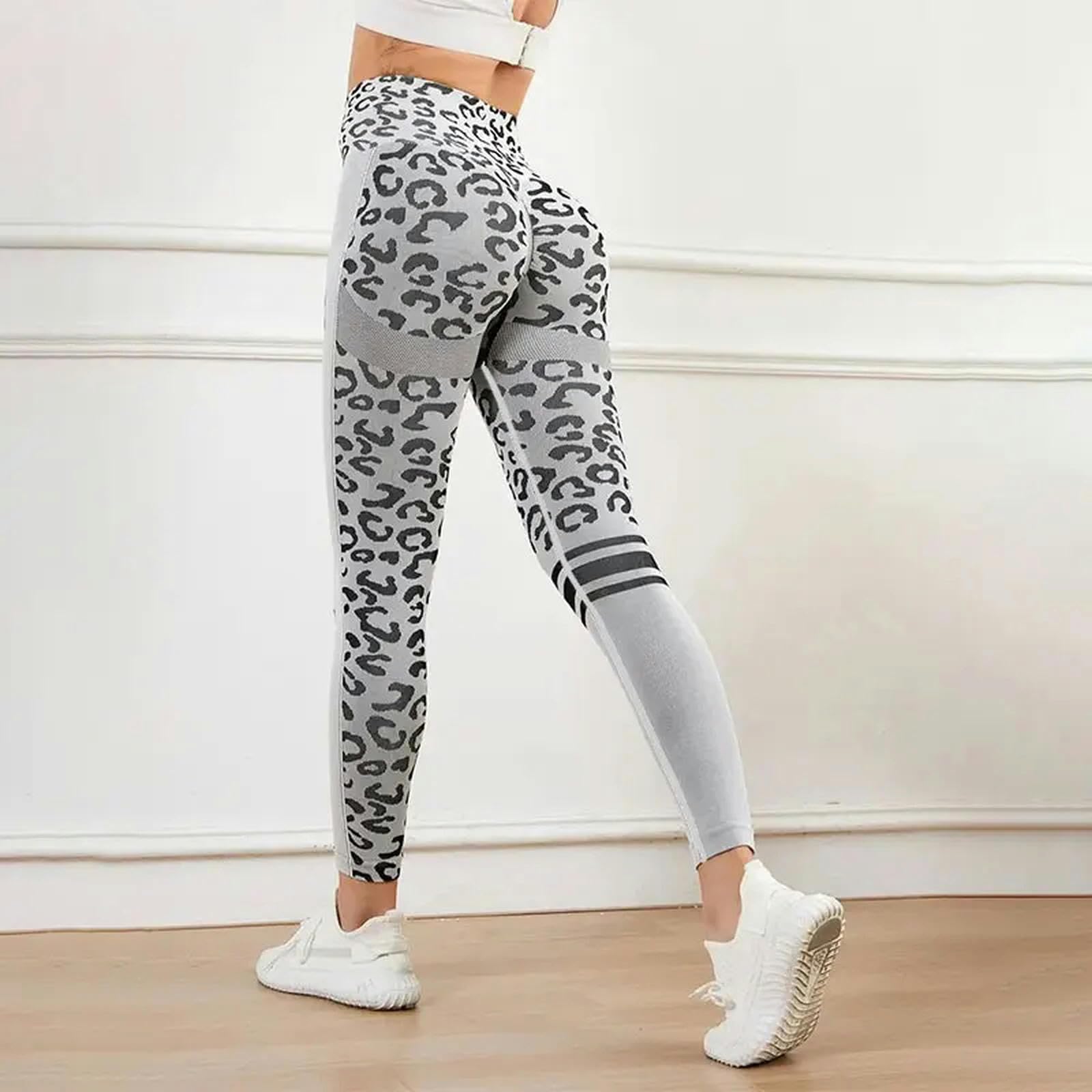 Legginsy dla kobiet UK spodnie do jogi wysoka talia brzuch rozciągliwe rajstopy nadruk bezszwowe szybkoschnące spodnie fitness-niebieski-S