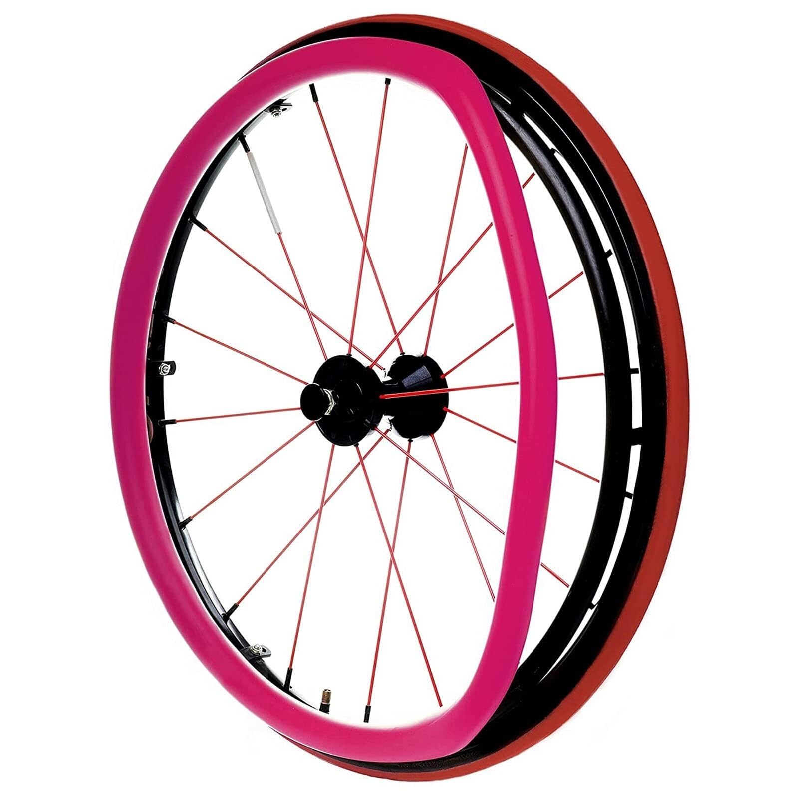 Funda para silla de ruedas Wheel Sports, funda para llanta de empuje para silla de ruedas, trasera, antideslizante, resistente al desgaste, funda para empuje manual (color: rosa, tamaño: 24 pulgadas