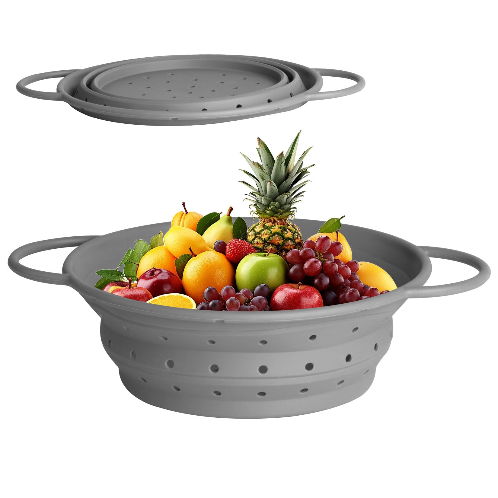 Scolapasta Pieghevole In Silicone Per Alimenti: Diametro 19 Cm, Microonde E Lavastoviglie, Risparmia Spazio - Colore Blu - 3