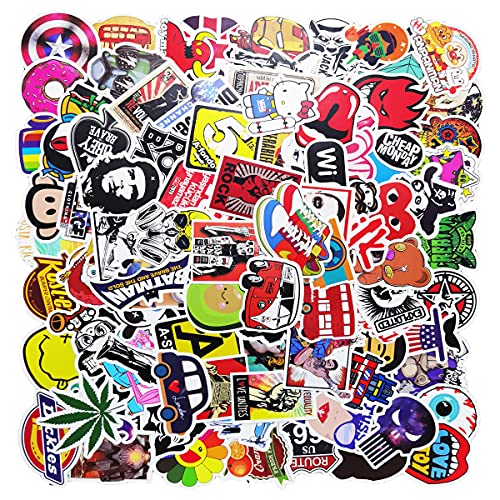 Laptop Stickers 100 Pcs Waterproof Vinyl Cute Cool Stickers for Skateboard Water Bottle MacBook Car Luggage, Graffiti Brand Logo Stickers Pack for Kids Teens Adult