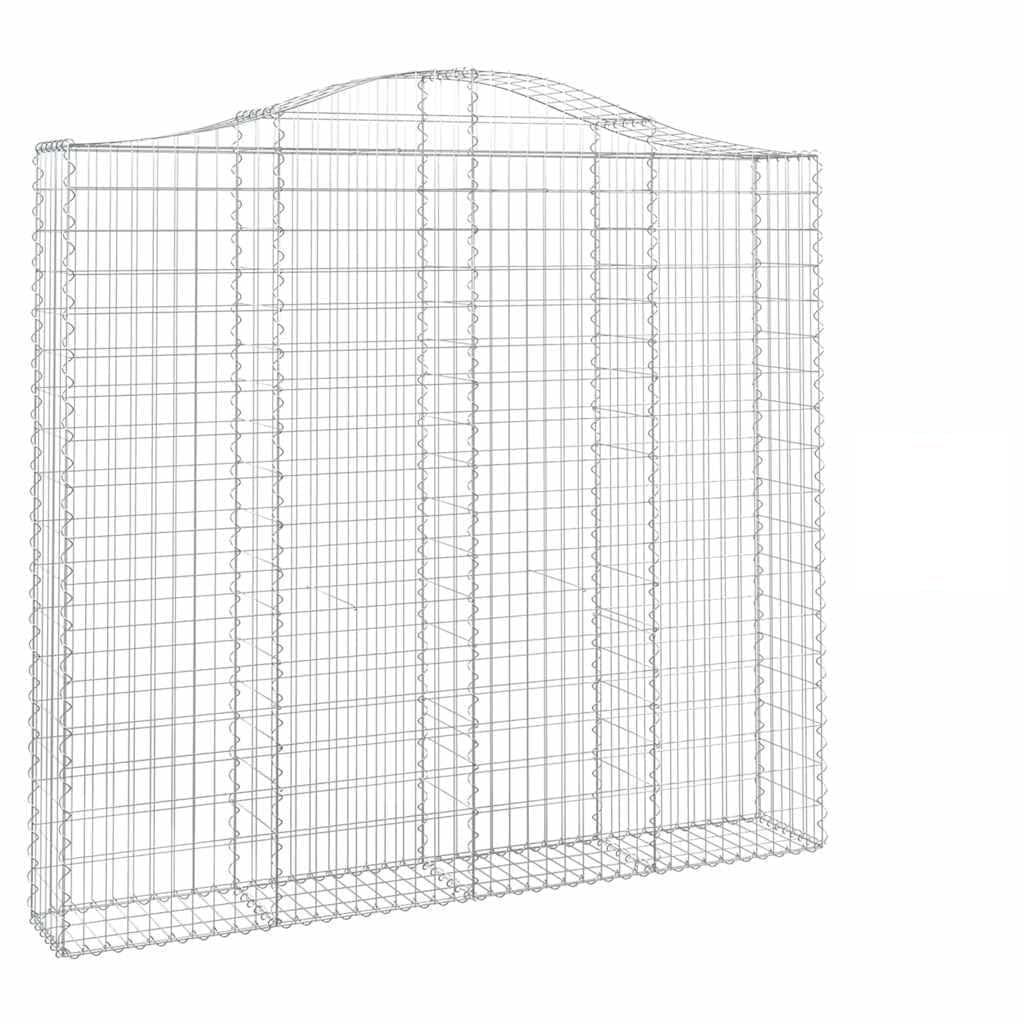 DYRJDJWIDHW Arched Gabion Baskets 3 pcs 200x30x180/200 cm Galvanised Iron Corrosion Resistant Sound Insulating Garden Retaining Wall Decorative Stone Cage Fence