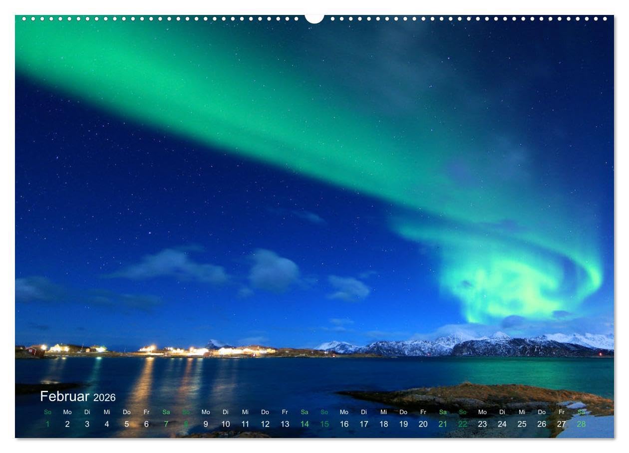 Magische Polarlichter der Erde (Wandkalender 2026 DIN A2 quer), CALVENDO Monatskalender: Atemberaubende Aufnahmen imposanter Lichterscheinungen (CALVENDO Natur)