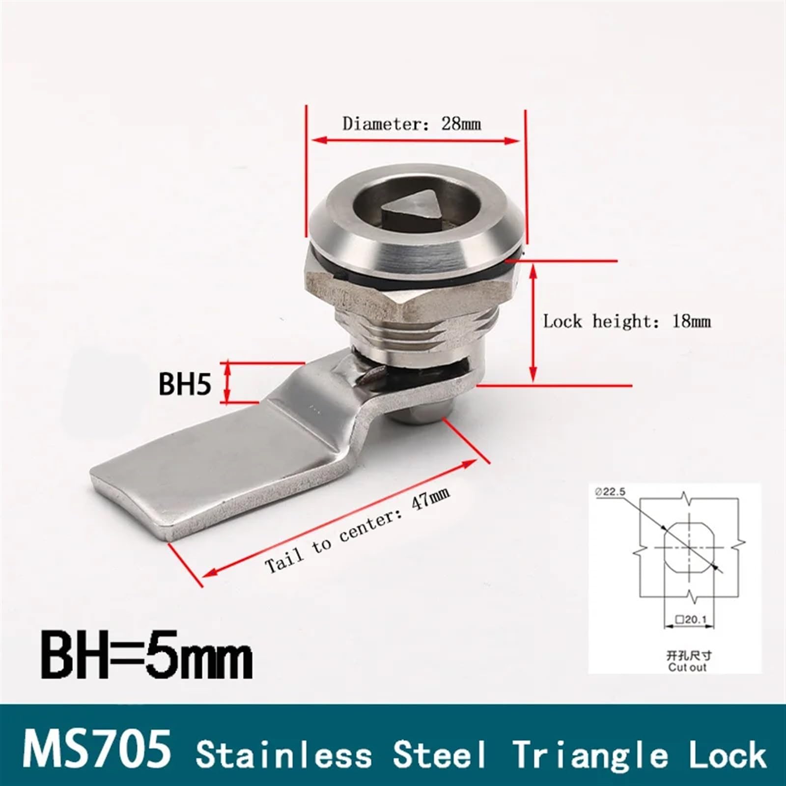 FJSUGAOW MS705 Series Stainless Steel Cam Lock Cabinet Electronic Control Cabinet Drawer Cupboard Locker Cabinet Tools (Color : 3sets-Triangle-H5)
