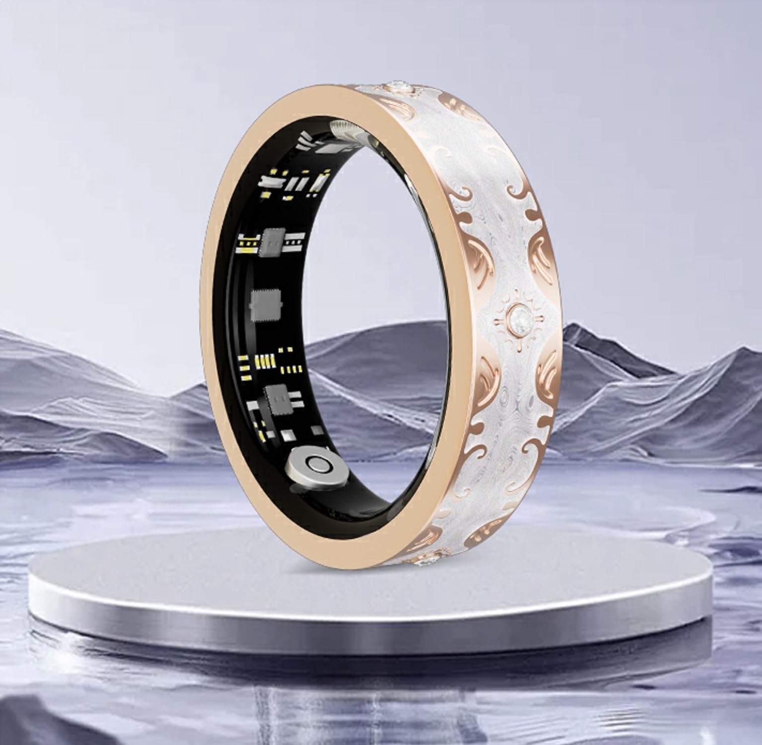 Smart Ring Fitness Tracker da donna, Bluetooth Fitness Health Ring w/frequenza cardiaca e monitoraggio del sonno per iPhone 17 16 15 14 13 12 11 Pro Max Samsung Galaxy S25 24 23 22 21 Fe