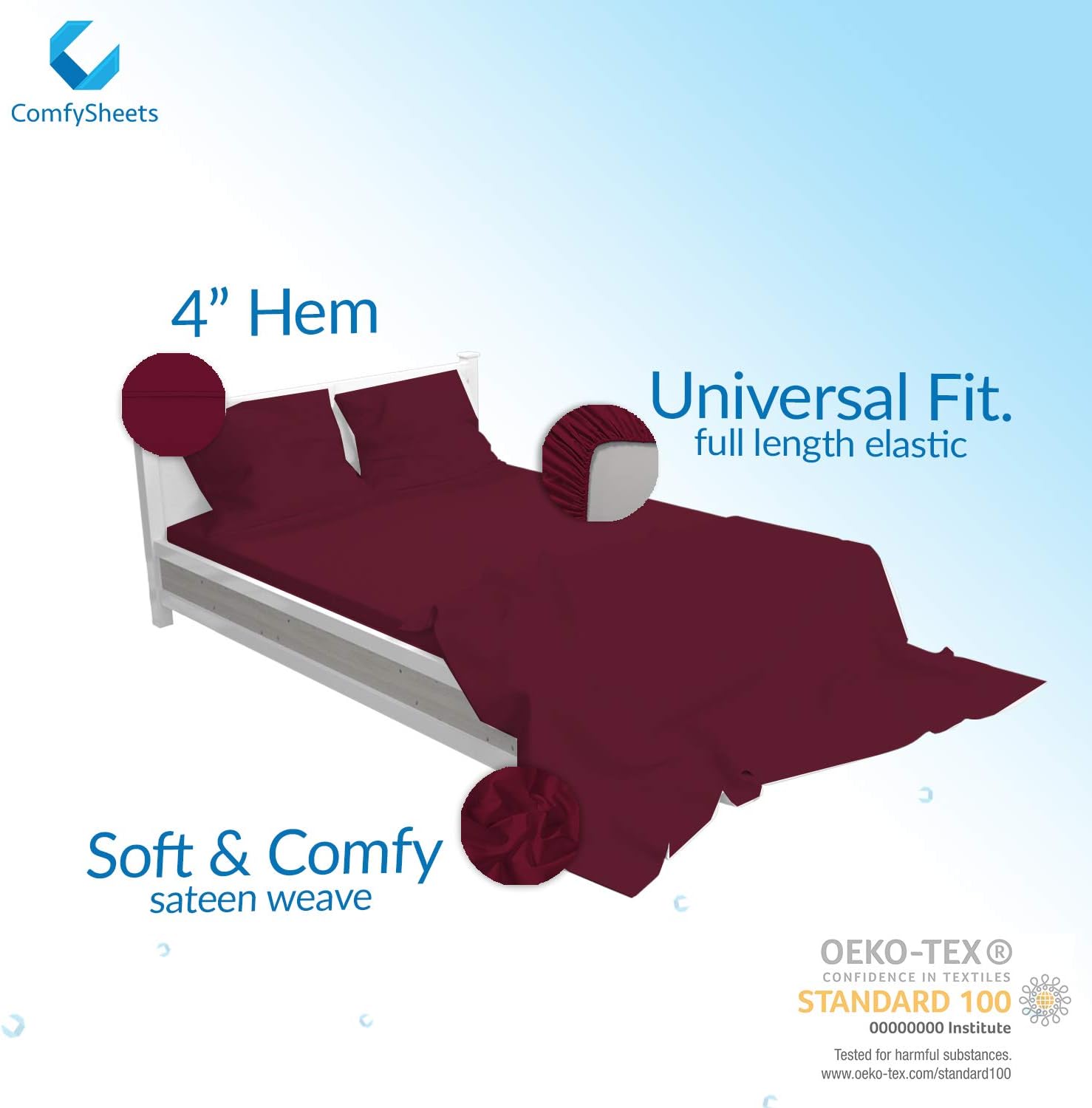 Get Discount 70% Price Pure Egyptian King Size Cotton Bed Sheets Set (King, 1000 Thread Count) Burgundy Sheets and Pillow Cases (4 Pc) – Egyptian Cotton Sheets King Size Bed- Sateen Weave Sheets- 18” King Deep Pocket Sheets Best Seller Pure Egyptian King Size Cotton Bed Sheets Set (King, 1000 Thread Count) Burgundy Sheets and Pillow Cases (4 Pc) – Egyptian Cotton Sheets King Size Bed- Sateen Weave Sheets- 18” King Deep Pocket Sheets