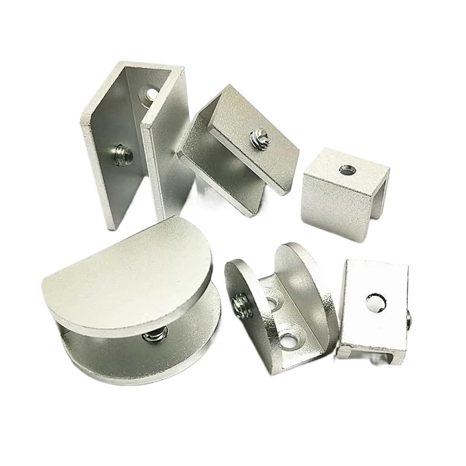 10pcs Half Round Glass Clamps Aluminium Square Shelves Support(LJ69F28 Clamp 7-10mm)