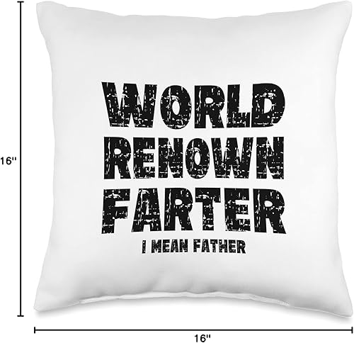 Miniatura 4 de Dad's Shop Apparel & Gifts World Renown Farter I Mean Father Joke-Funny Dad Pun - Almohada de juego de pedos, 16 x 16 pulgadas, multicolor