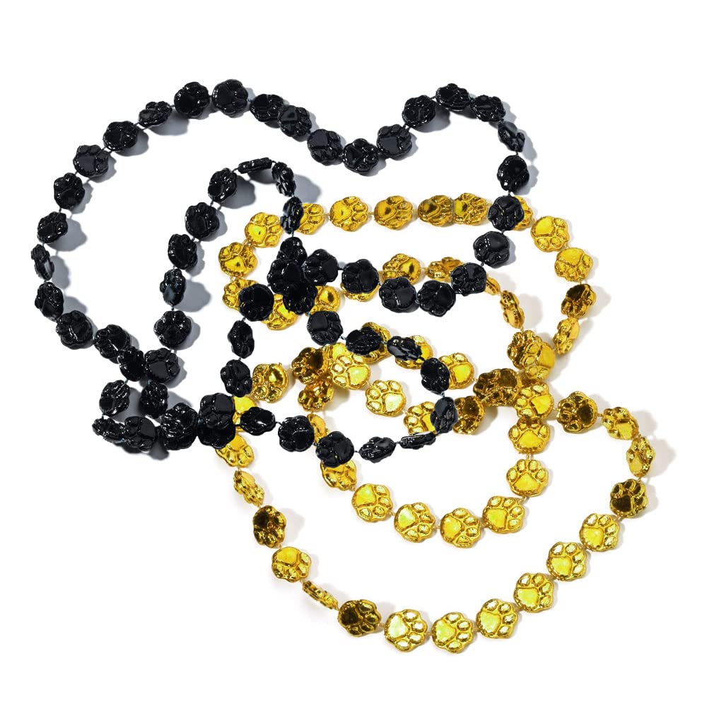 Anderson'sBlack and Gold Paw Beads, 38 Inches, Set of 24, Fan Gear, Birthdays, Homecoming, Game Days, Sports Fan Gear,School Spirit, Football Cheerleader Accessories