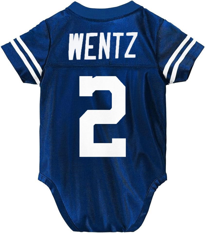 Outerstuff Carson Wentz Indianapolis Colts #2 Blue Newborn Infants Team Color Home Creeper Bodysuit Player Jersey (12 Months)