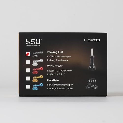 Miniatura 9 de HSU Soporte de trípode GoPro de aleación de aluminio con tornillo de pulgar de aluminio para GoPro Hero 11, 10, 9, 8, 7, 6, 5, 4, 3+, 3, 2, 1 HD,