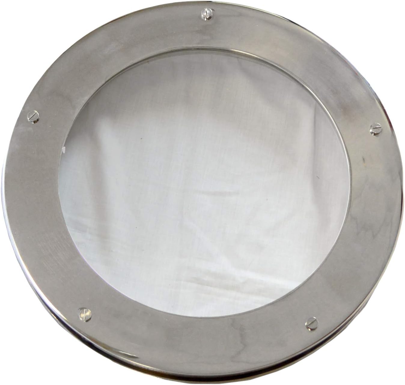 Imports 16 Inch Dia Nickel Finish Over Solid Brass Deadlight Porthole Window with 1.5 Inch Deep Flange Perfect for Doors!