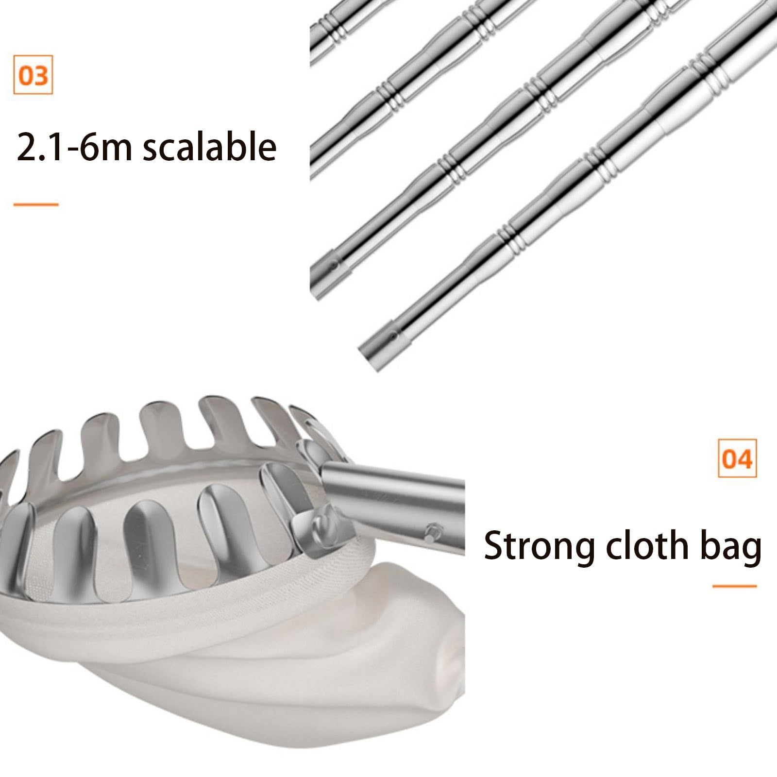 LekLai Raccoglitrice Di Frutta, Asta Raccoglitrice Di Frutta con Cestino, Raccoglitrice Di Frutta con Asta Telescopica Estensibile e Manico Antiscivolo Raccoglifrutta Professionale/6M/19.7Ft
