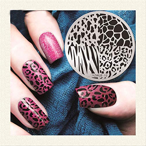 1 Piece Leopard Grid Nail Art Stamp Template 3D Fashion Pattern Polish Printing Stamping Plates Beauty Stencils Nails (Wle 12) #TOP26