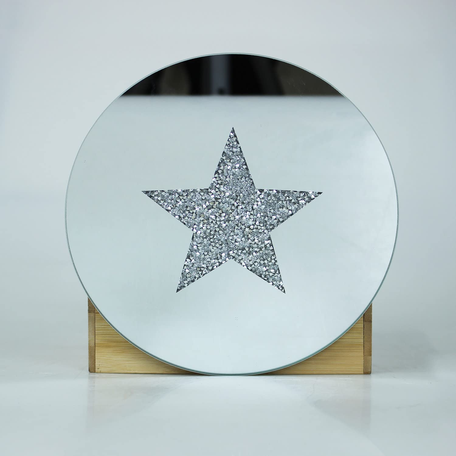 15Cm Round Star Candle Plate Home Decor Crystal Mirrored Glass Candle Plates Mug Coasters (15Cm Round Star Candle Plate)