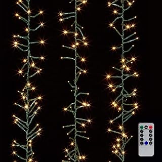 Raz Imports, G3937045, 15 Feet, Cluster Garland Green Wire with 120 White Light with Remote
