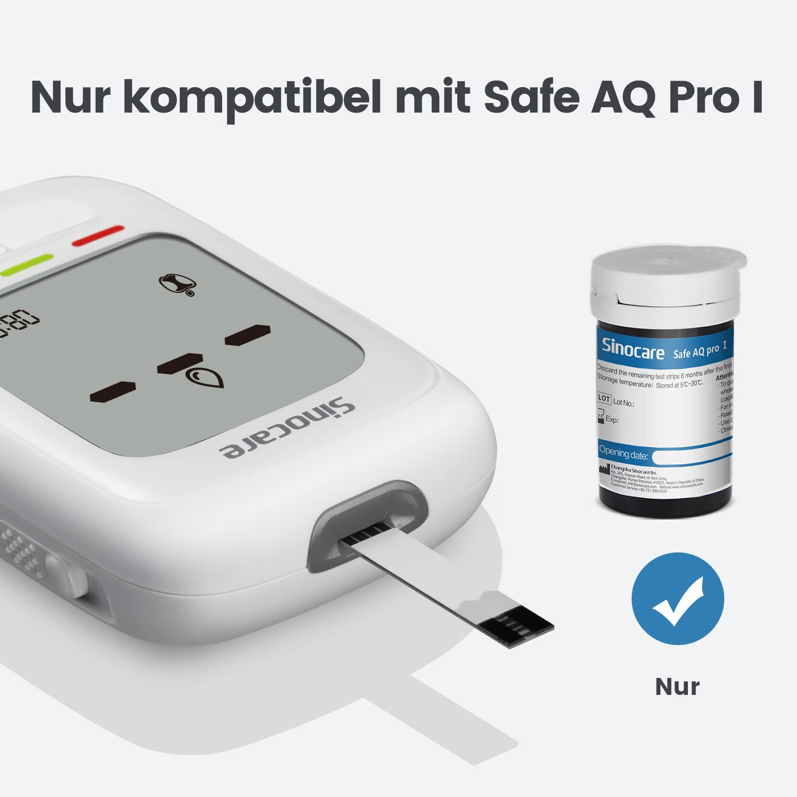 sinocare Blutzuckermessgerät Set, Upgrade Zuckermessgerät mit Teststreifen 50, Starter und Ältestenbedienung Freundlich(Safe AQ pro I Blutzuckermessgeräte Set 50)