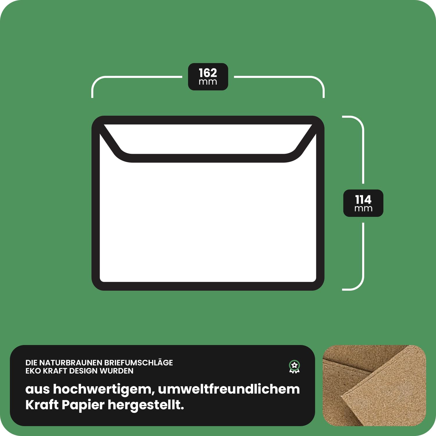 Netuno 500 enveloppes brunes papier kraft C6 114x162 mm 120g EKO Kraft Design enveloppes vintage brun naturel enveloppes élégantes pour cartes d'invitation cartes de vœux mariage enveloppes recyclées