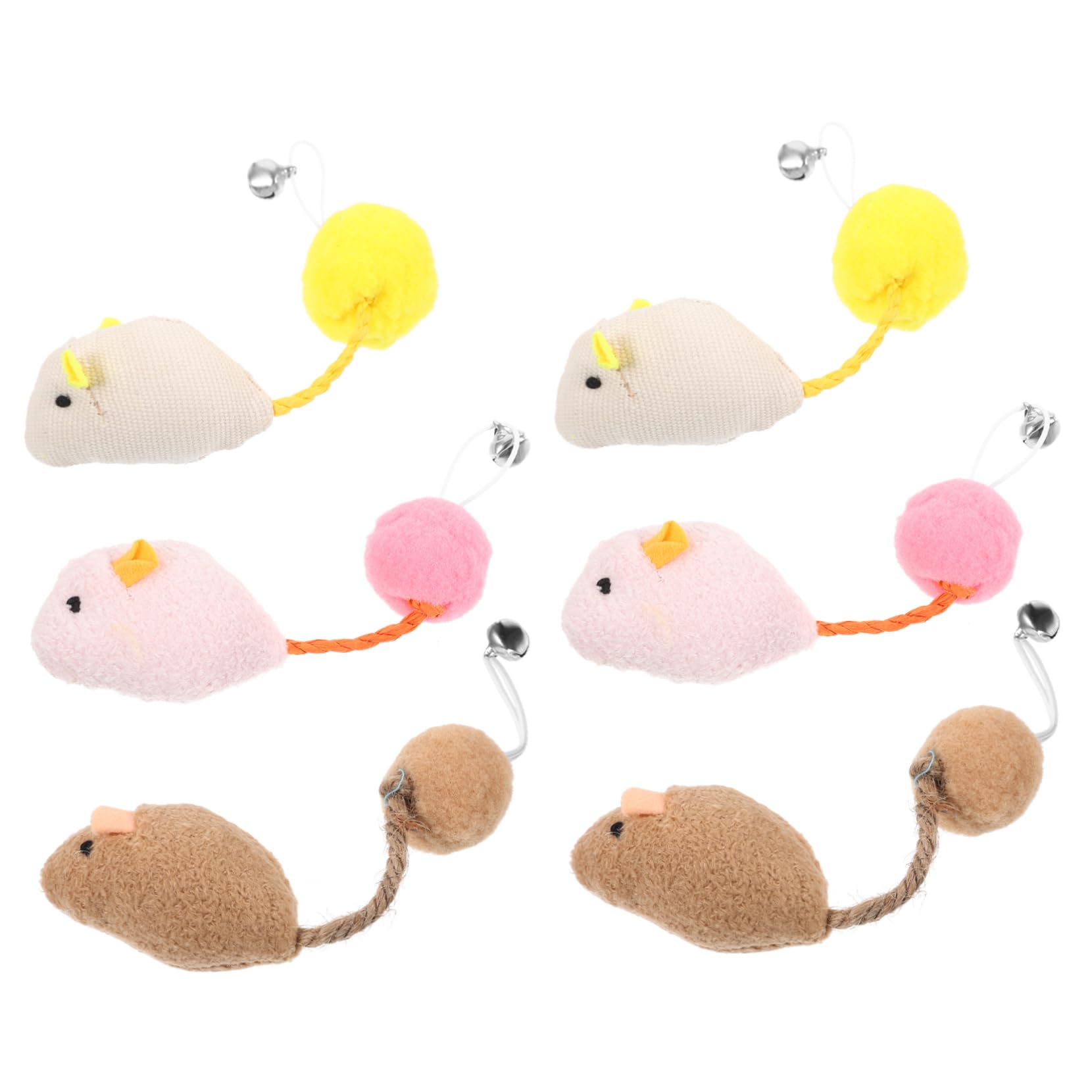 Abaodam 6Pcs Mouse Cat with Bell Interactive Plaything for Cats and Kittens Chew and Kick Boredom Relief for Indoor Pets