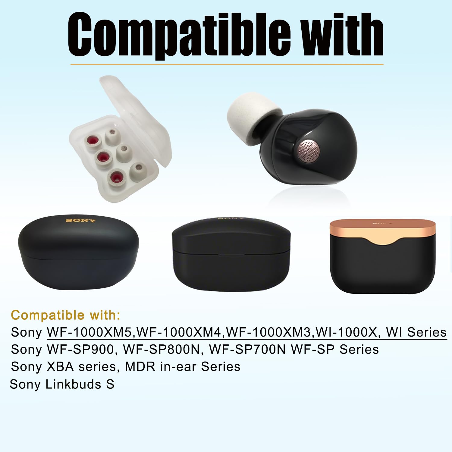 Amazon | Sony WF-1000XM5用メモリーフォームイヤホンチップ 交換用