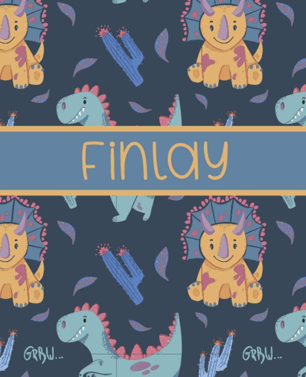 Finlay: A personalized Dinosaur Primary Composition notebook with name: Kindergarten to Grade 3 for Handwriting and story writing