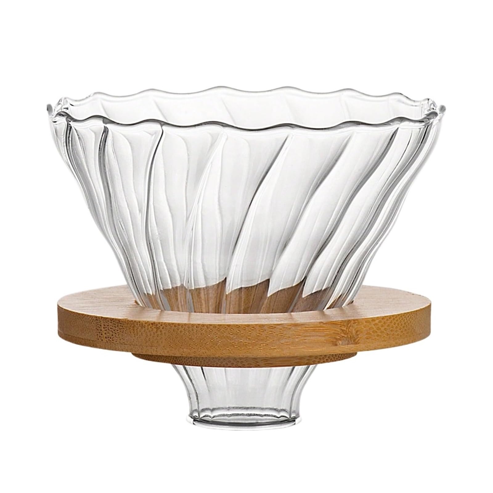 Genérico 1 filtro de goteo café vidrio, cono for verter con soporte Bambú(Small)