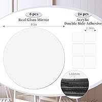 Vista 2 de Jetec 6 piezas de espejo circular de 10 pulgadas, espejo redondo de vidrio a granel autoadhesivo plano flexible para centros de mesa
