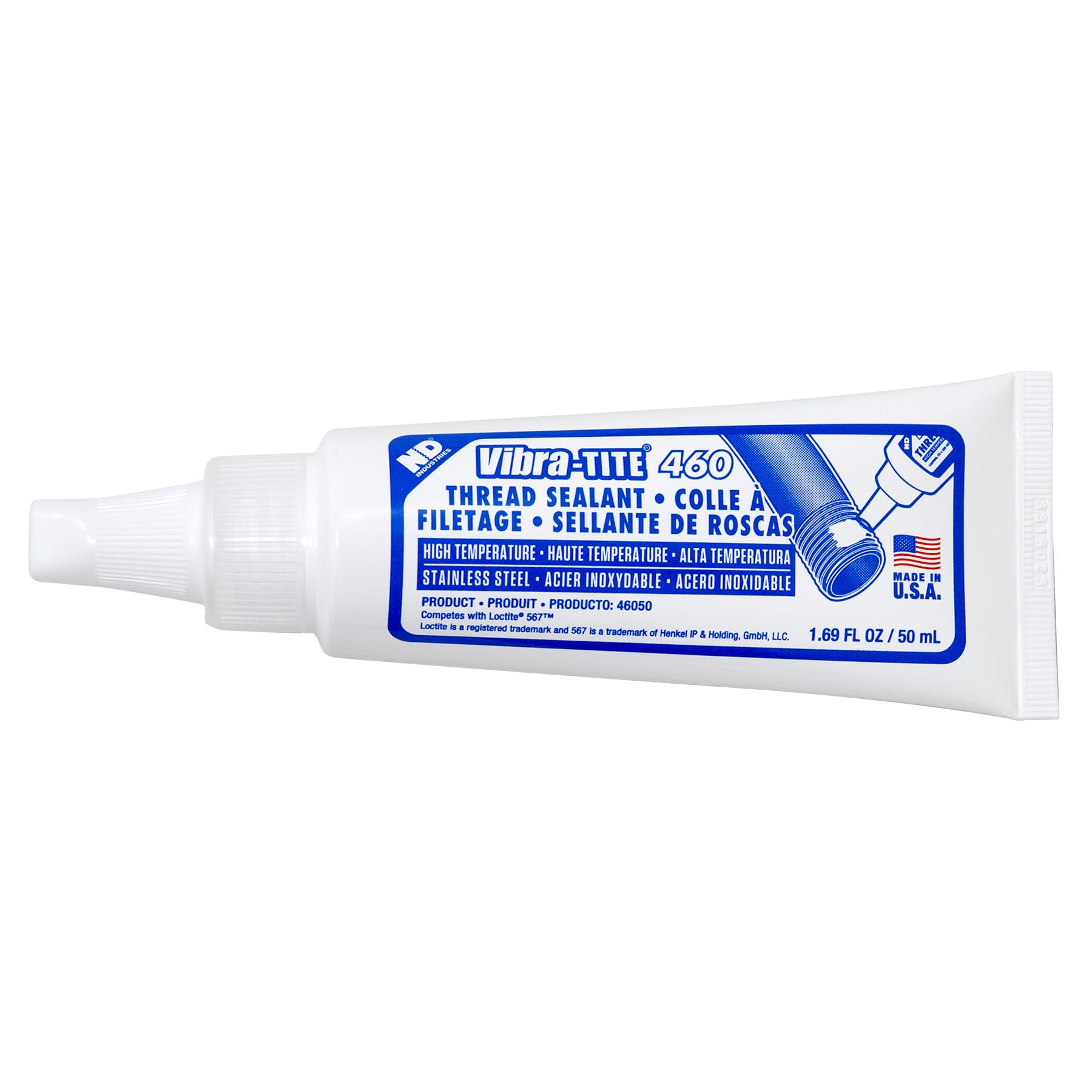Vibra-TITE - 46050 460 General Purpose Stainless Steel Anaerobic Thread Pipe Sealant, 50 ml Tube, White