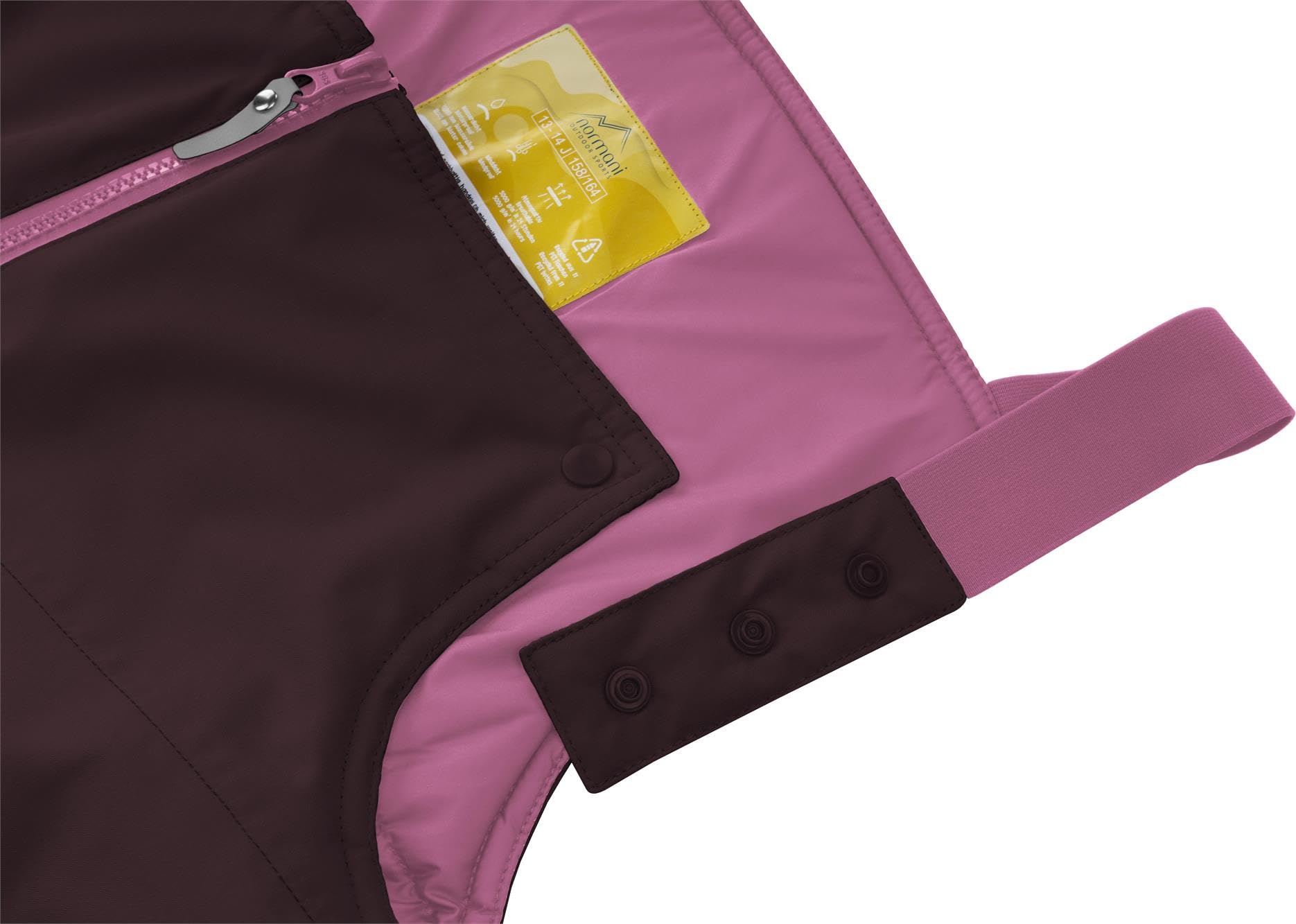 normani Kinder Thermohose Schneehose Winterhose mit Hosenträgern Skihose mit Reißverschlusstaschen und Schneefang