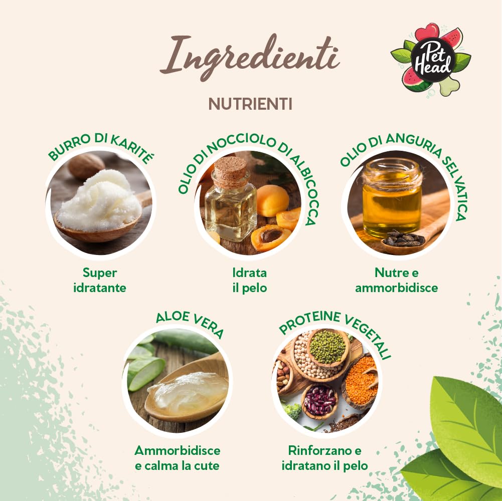 Pet Head Balsamo Furtastic per cani dal Pelo Riccio e Lungo | Profumo di anguria | Idrata e districa il pelo| Ingredienti naturali e Vegani | Formula delicata per cuccioli | 250ml
