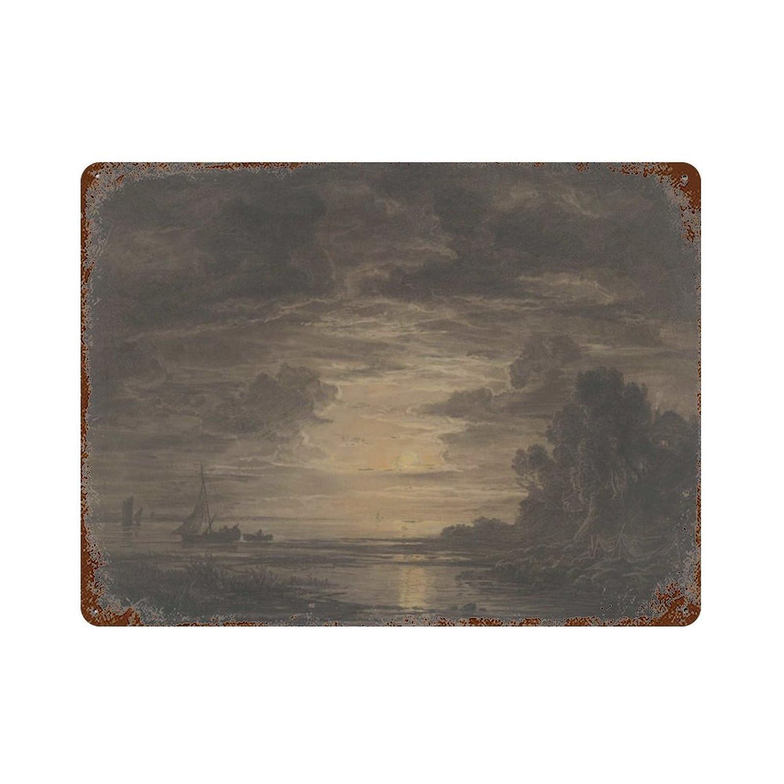 xiaoxiaoshen Muted Landscape River S, Vintage Neutral Painting, Wall Decor Art Metal Tin Poster Modern Home Decor Art Home Bar Shop Decorations Vintage Sign 30x40cm