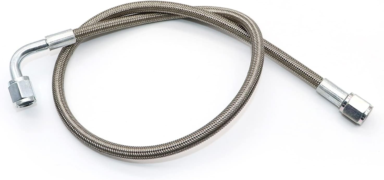 GXARTS 24" Billet Steel Braided Turbo Oil Feed Line Length 4AN 90 Degree Straight Hose Straight PTFE line straight Hose End Pressure Stainless Remote Turbocharger 551871