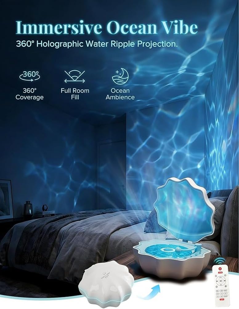 Proyector Shell Light Efecto Onda de Agua Dormitorio